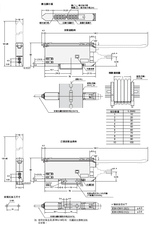 E3X-DAC-S 外觀尺寸 4 