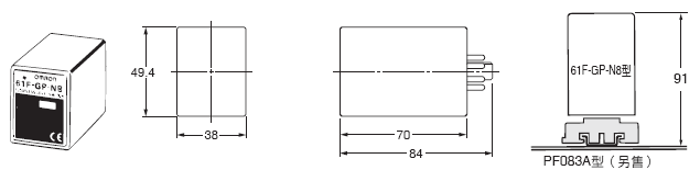 61F-GP-N[] 外觀尺寸 3 