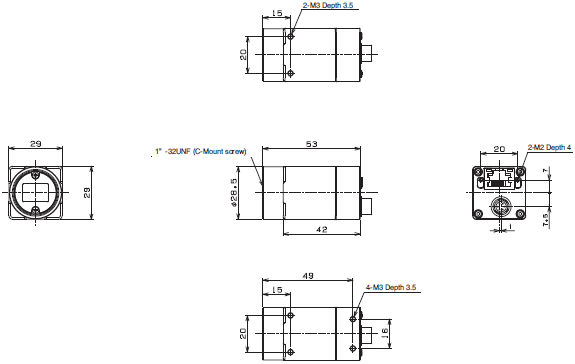 FJ Series (Camera and Software Vision Package) 外觀尺寸 2 