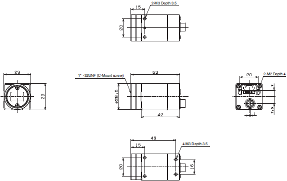 FJ Series (Camera and Software Vision Package) 外觀尺寸 3 