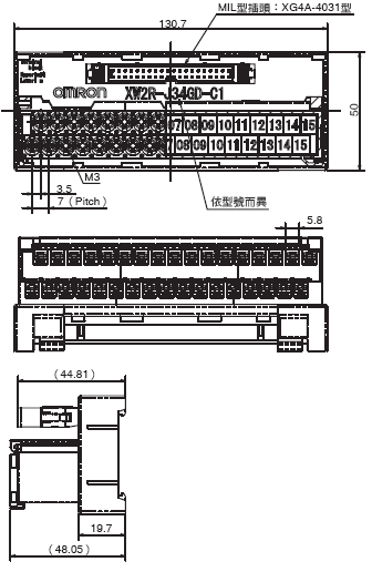 XW2R （PLC連接型） 外觀尺寸 15 