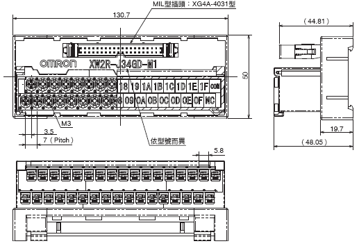 XW2R （PLC連接型） 外觀尺寸 40 