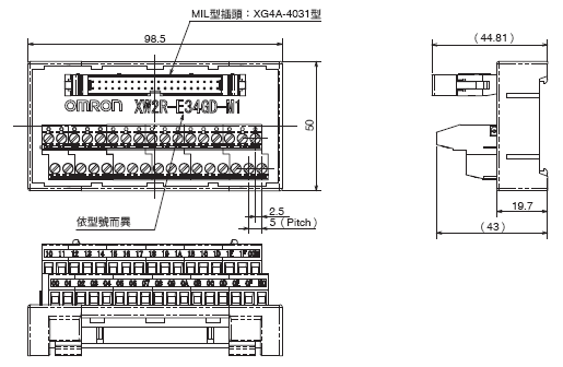 XW2R （PLC連接型） 外觀尺寸 43 