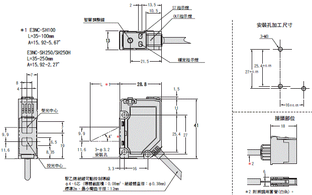 E3NC 外觀尺寸 6 