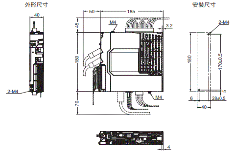 R88M-1[] / R88D-1SN[]-ECT 外觀尺寸 2 