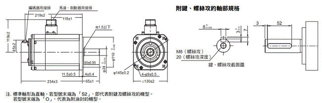 R88M-1[] / R88D-1SN[]-ECT 外觀尺寸 43 