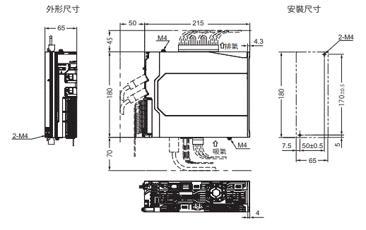 R88M-1[] / R88D-1SN[]-ECT 外觀尺寸 4 